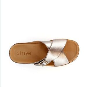 STRIVE Silver Tan Sandals with Modern Minimalist Design